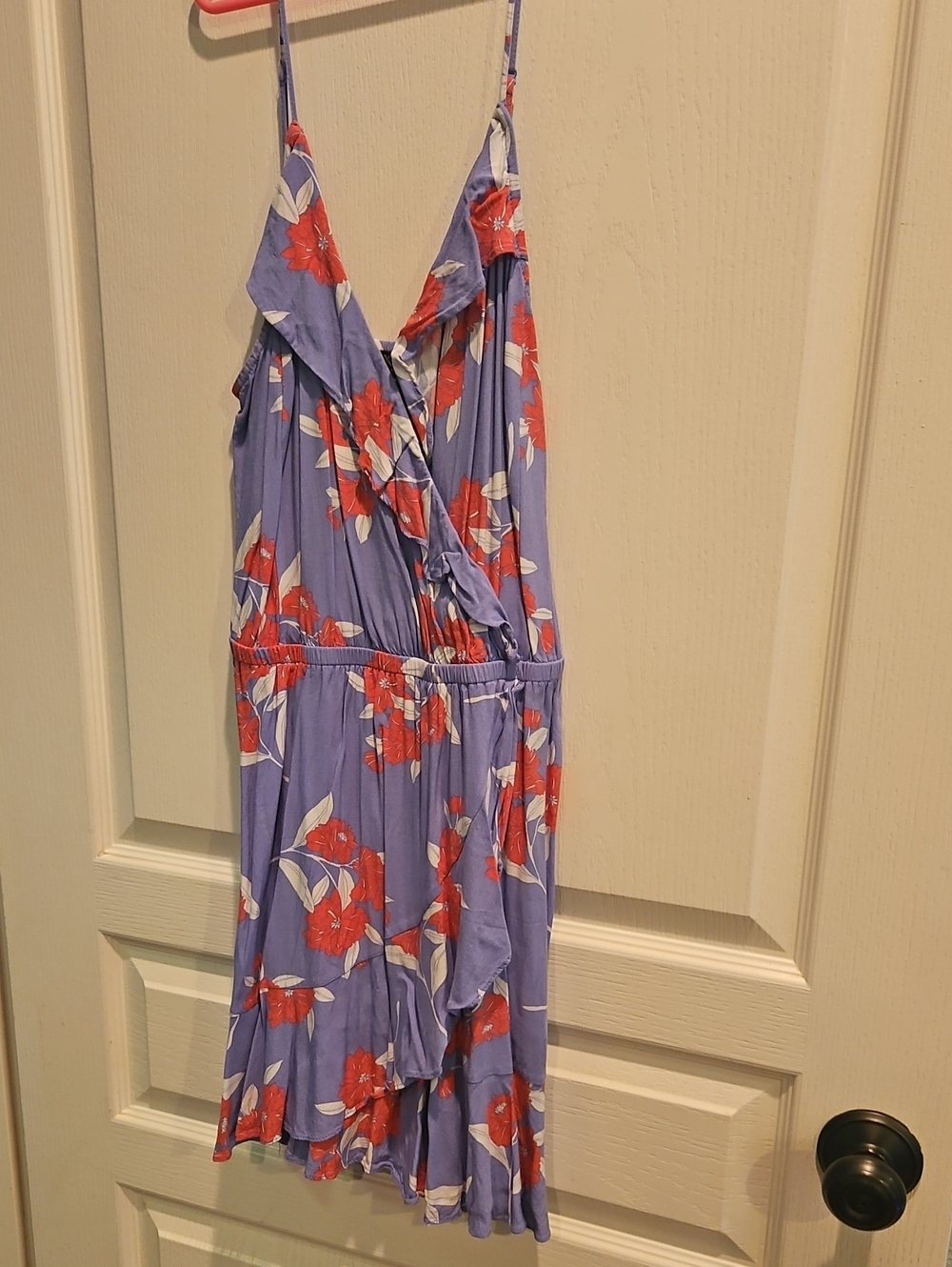 Express Lavender Mini Dress with Red Floral Print